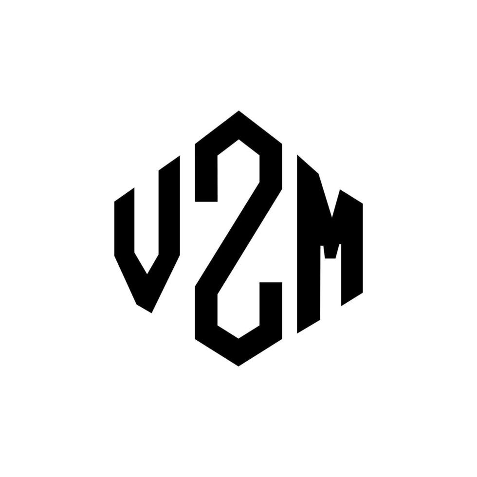 design de logotipo de carta vzm com forma de polígono. vzm polígono e design de logotipo em forma de cubo. vzm hexágono modelo de logotipo de vetor cores brancas e pretas. monograma vzm, logotipo de negócios e imóveis.