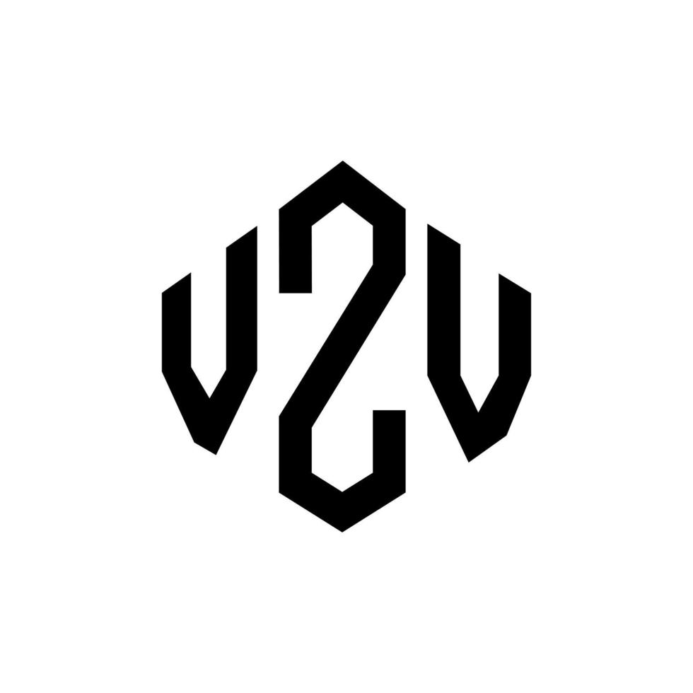 design de logotipo de carta vzv com forma de polígono. vzv polígono e design de logotipo em forma de cubo. vzv hexágono modelo de logotipo de vetor cores brancas e pretas. monograma vzv, logotipo de negócios e imóveis.