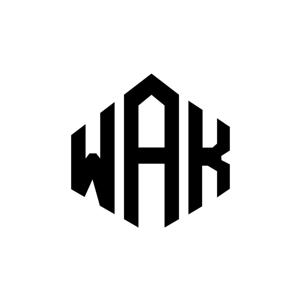 design de logotipo de carta wak com forma de polígono. wak polígono e design de logotipo em forma de cubo. modelo de logotipo de vetor wak hexágono cores brancas e pretas. wak monograma, logotipo de negócios e imóveis.