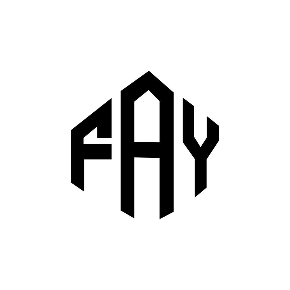 design de logotipo de carta fay com forma de polígono. fay polígono e design de logotipo em forma de cubo. fay modelo de logotipo de vetor hexágono cores brancas e pretas. fay monograma, logotipo de negócios e imóveis.