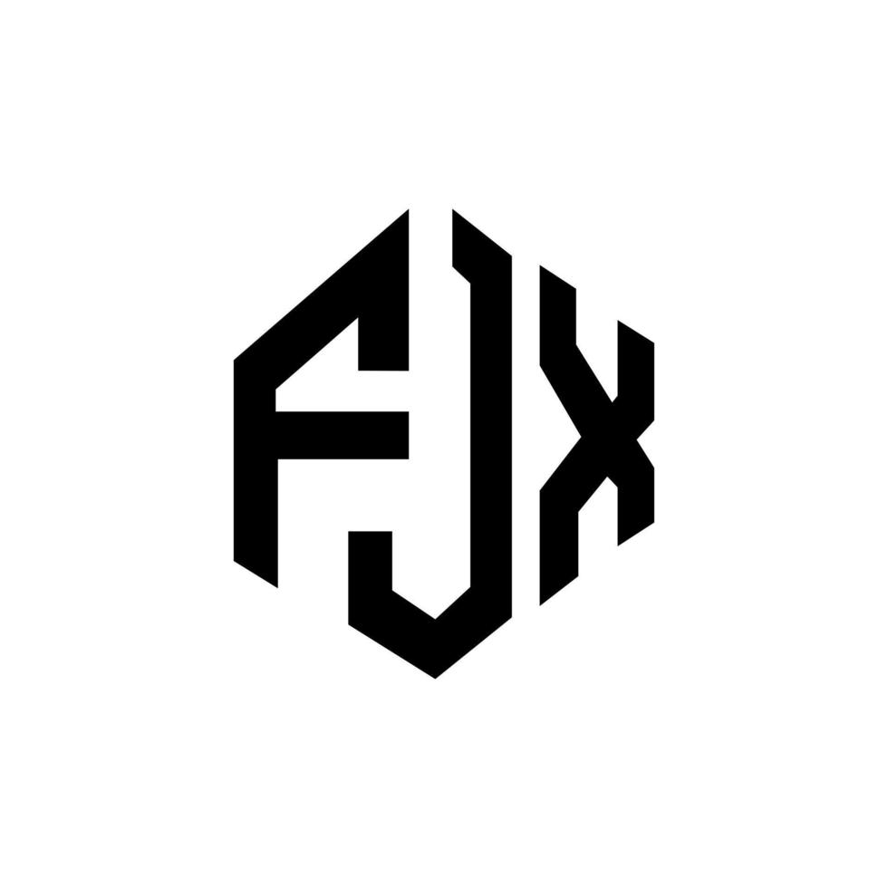 design de logotipo de letra fjx com forma de polígono. fjx polígono e design de logotipo em forma de cubo. fjx hexágono modelo de logotipo de vetor cores brancas e pretas. fjx monograma, logotipo de negócios e imóveis.