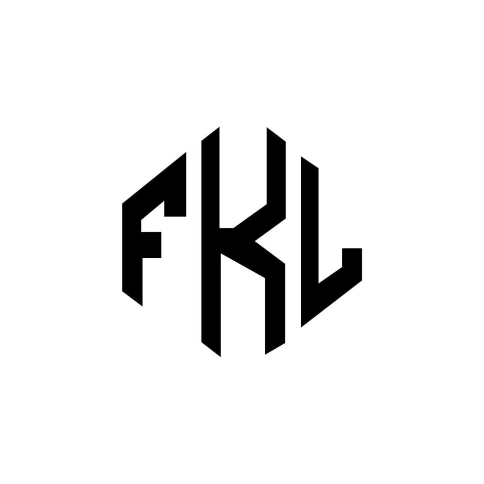 design de logotipo de letra fkl com forma de polígono. fkl polígono e design de logotipo em forma de cubo. fkl hexágono modelo de logotipo de vetor cores brancas e pretas. monograma fkl, logotipo de negócios e imóveis.
