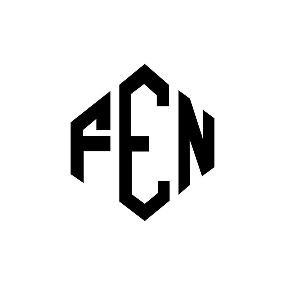 design de logotipo de carta fen com forma de polígono. fen polígono e design de logotipo em forma de cubo. fen hexágono modelo de logotipo de vetor cores brancas e pretas. fen monograma, logotipo de negócios e imóveis.