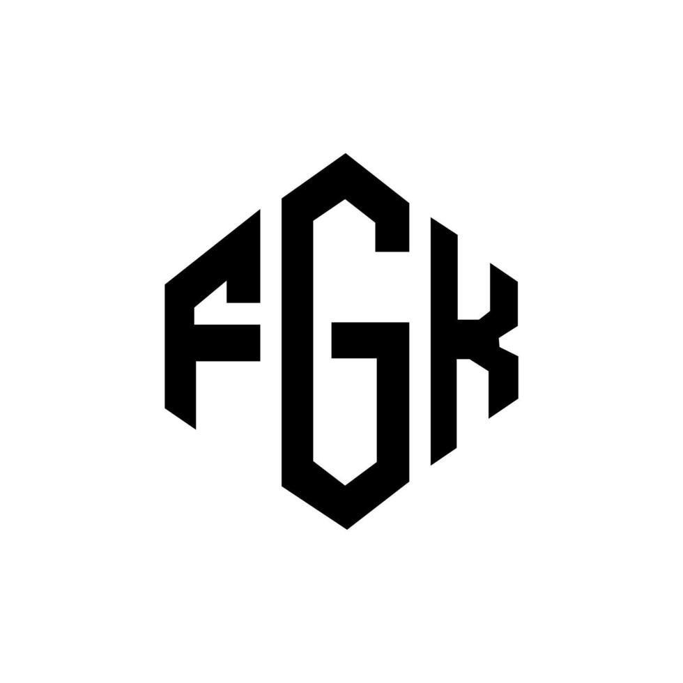 design de logotipo de carta fgk com forma de polígono. fgk polígono e design de logotipo em forma de cubo. fgk modelo de logotipo de vetor hexágono cores brancas e pretas. monograma fgk, logotipo de negócios e imóveis.