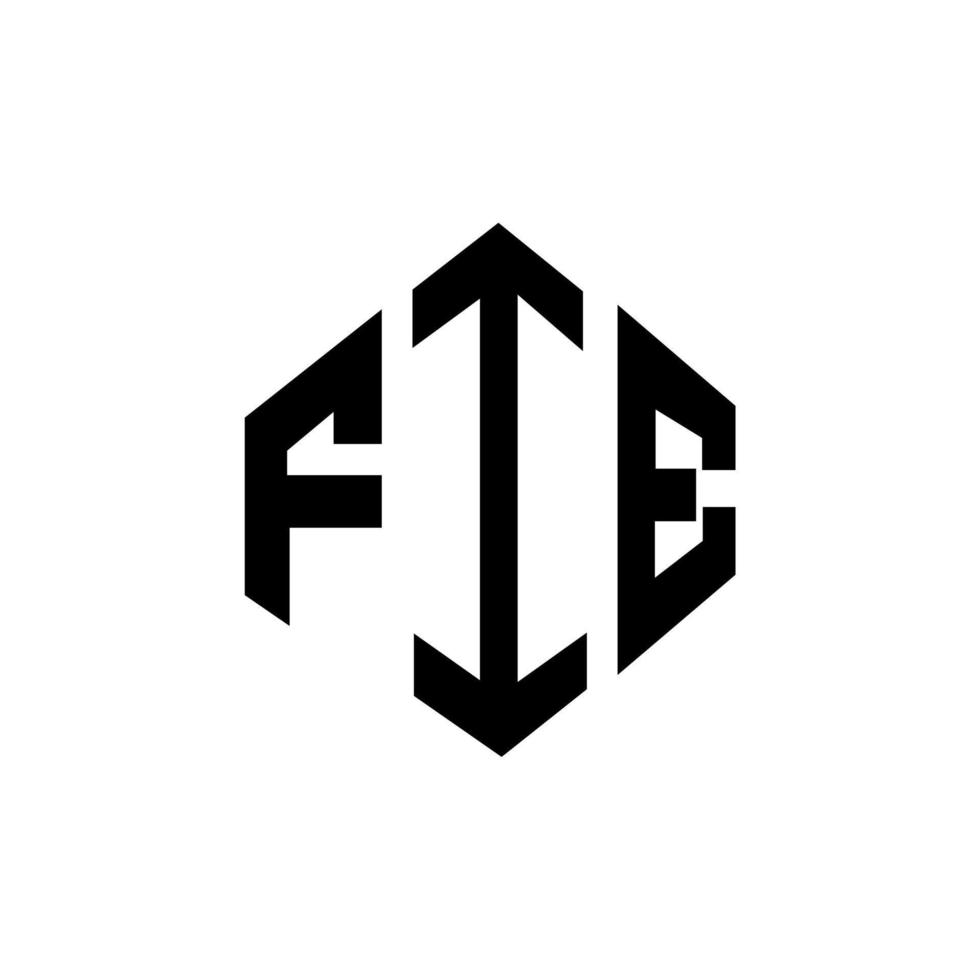 design de logotipo de carta fie com forma de polígono. fie polígono e design de logotipo em forma de cubo. modelo de logotipo de vetor hexágono fie cores brancas e pretas. fie monograma, logotipo de negócios e imóveis.