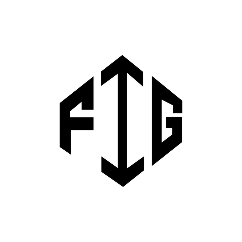 design de logotipo de carta de figo com forma de polígono. fig polígono e design de logotipo em forma de cubo. fig hexágono vector logotipo modelo cores brancas e pretas. monograma de figo, logotipo de negócios e imóveis.