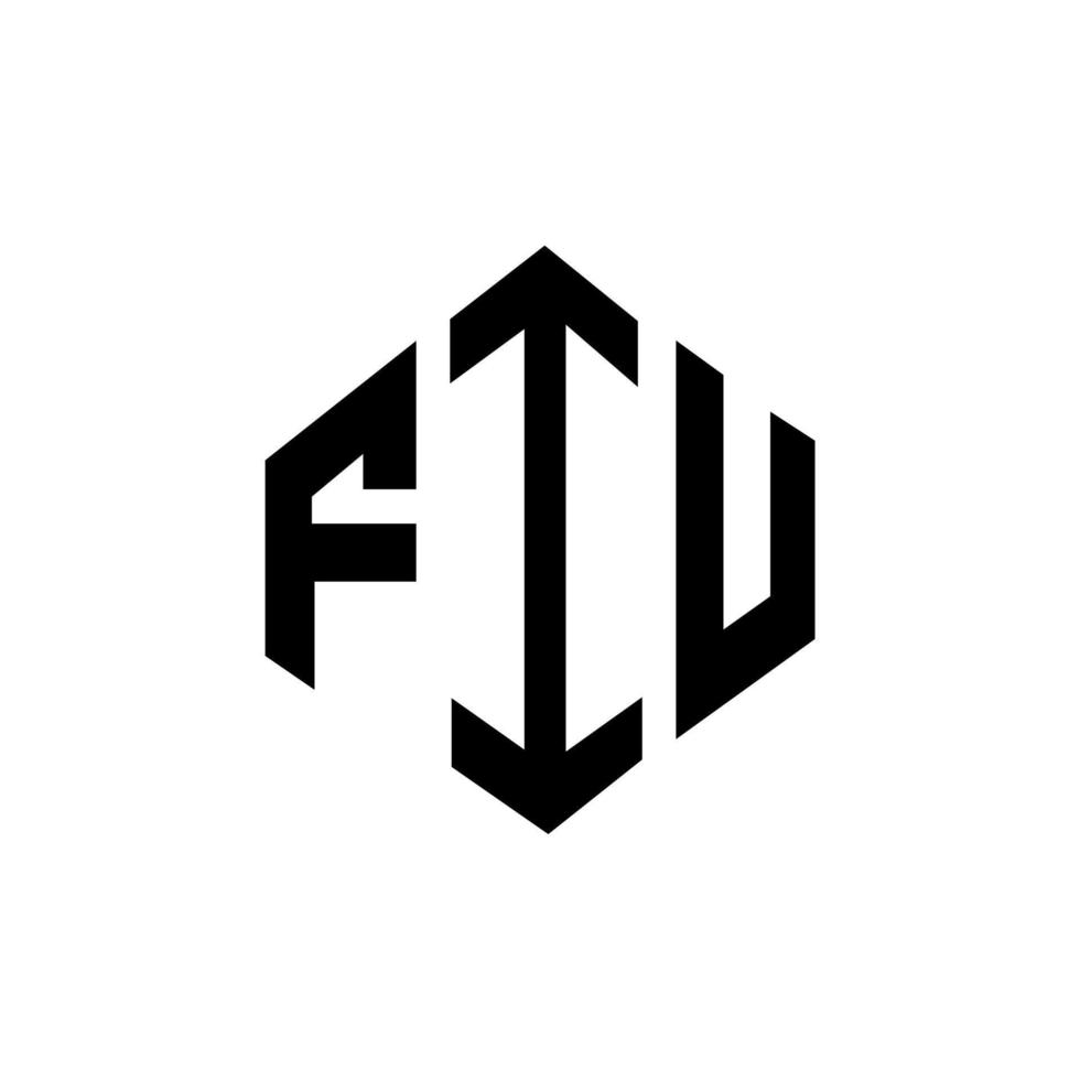 design de logotipo de carta fiu com forma de polígono. polígono fiu e design de logotipo em forma de cubo. modelo de logotipo de vetor hexágono fiu cores brancas e pretas. monograma fiu, logotipo de negócios e imóveis.