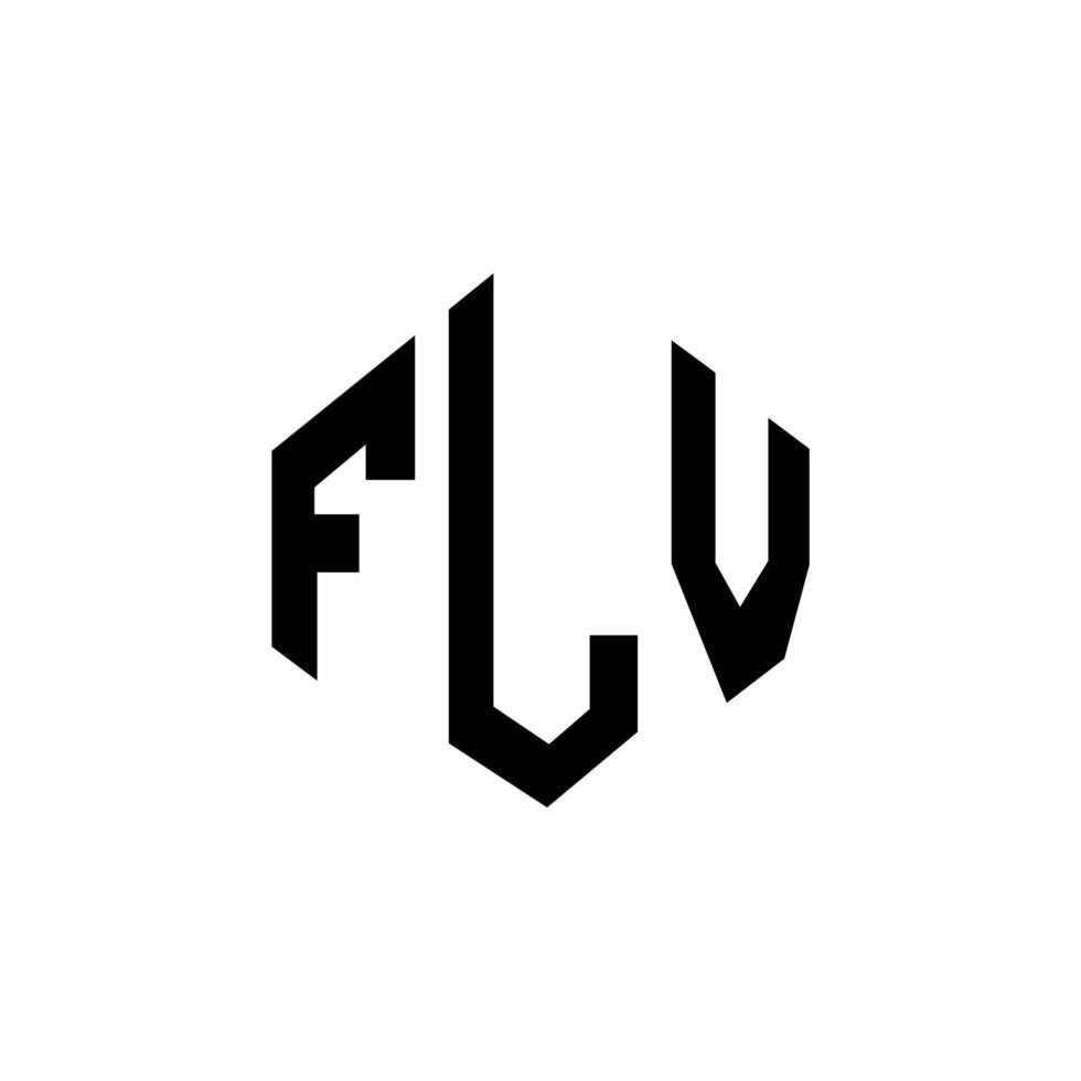 design de logotipo de carta flv com forma de polígono. polígono flv e design de logotipo em forma de cubo. modelo de logotipo de vetor hexágono flv cores brancas e pretas. flv monograma, logotipo de negócios e imóveis.