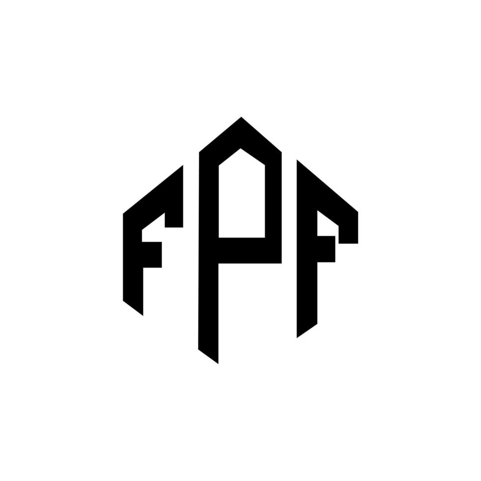 design de logotipo de carta fpf com forma de polígono. fpf polígono e design de logotipo em forma de cubo. modelo de logotipo de vetor hexágono fpf cores brancas e pretas. fpf monograma, logotipo de negócios e imóveis.
