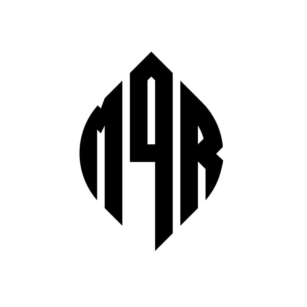 design de logotipo de letra de círculo mqr com forma de círculo e elipse. letras de elipse mqr com estilo tipográfico. as três iniciais formam um logotipo circular. mqr círculo emblema abstrato monograma letra marca vetor. vetor