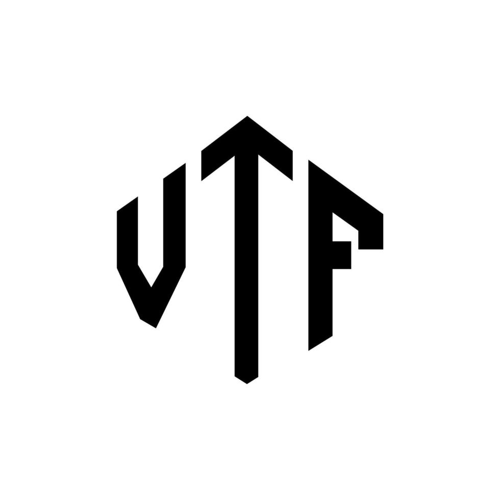 design de logotipo de carta vtf com forma de polígono. vtf polígono e design de logotipo em forma de cubo. vtf hexágono modelo de logotipo de vetor cores brancas e pretas. monograma vtf, logotipo de negócios e imóveis.