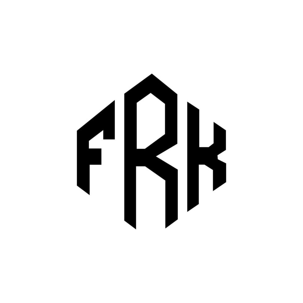 design de logotipo de carta frk com forma de polígono. frk polígono e design de logotipo em forma de cubo. frk hexágono modelo de logotipo de vetor cores brancas e pretas. frk monograma, logotipo de negócios e imóveis.