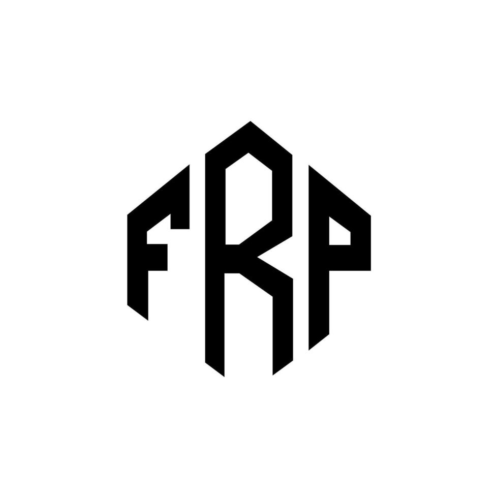 design de logotipo de carta frp com forma de polígono. polígono frp e design de logotipo em forma de cubo. modelo de logotipo de vetor hexágono frp cores brancas e pretas. frp monograma, logotipo de negócios e imóveis.