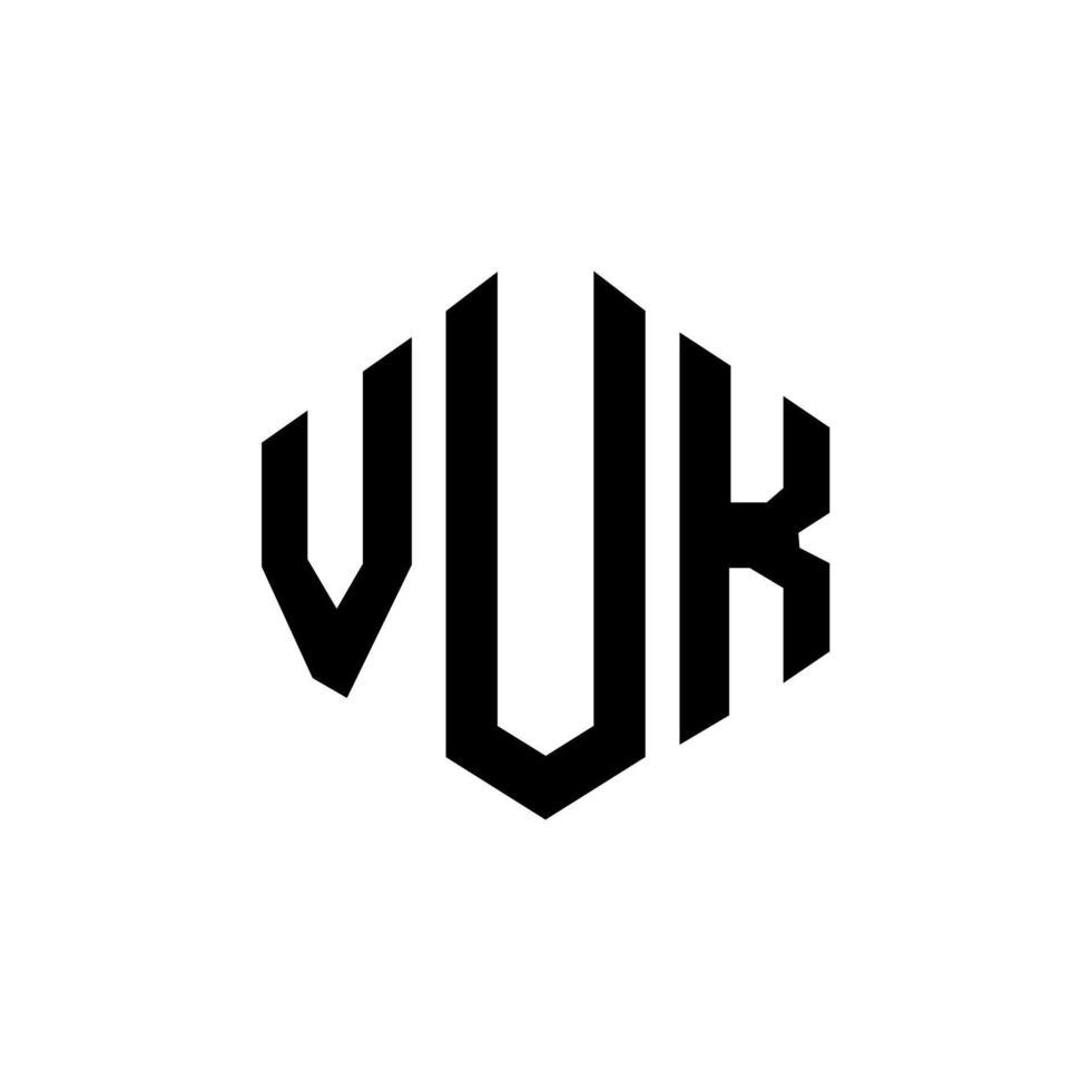 design de logotipo de carta vuk com forma de polígono. vuk polígono e design de logotipo em forma de cubo. vuk hexágono modelo de logotipo de vetor cores brancas e pretas. Vuk monograma, logotipo de negócios e imóveis.