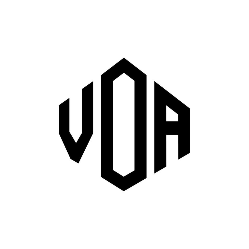 design de logotipo de letra voa com forma de polígono. polígono voa e design de logotipo em forma de cubo. modelo de logotipo de vetor voa hexágono cores brancas e pretas. monograma voa, logotipo comercial e imobiliário.