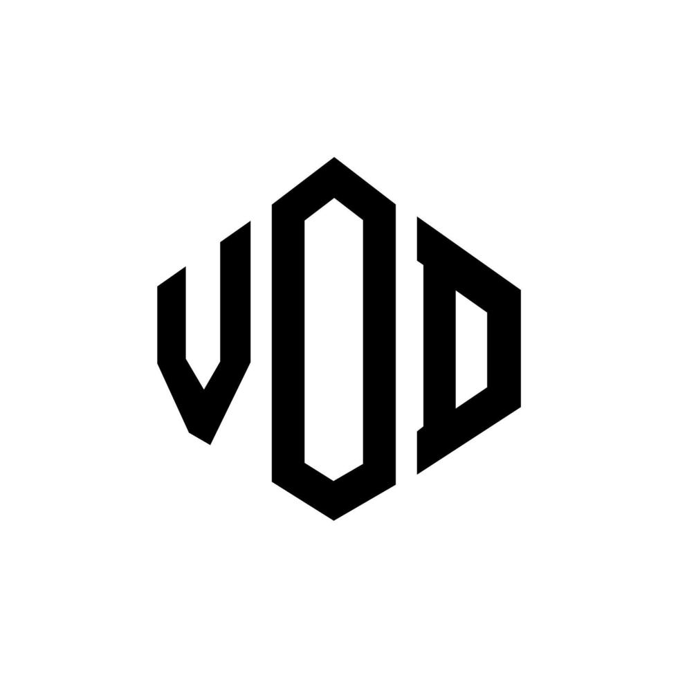 design de logotipo de carta vod com forma de polígono. vod polígono e design de logotipo em forma de cubo. vod hexágono modelo de logotipo de vetor cores brancas e pretas. vod monograma, logotipo de negócios e imóveis.