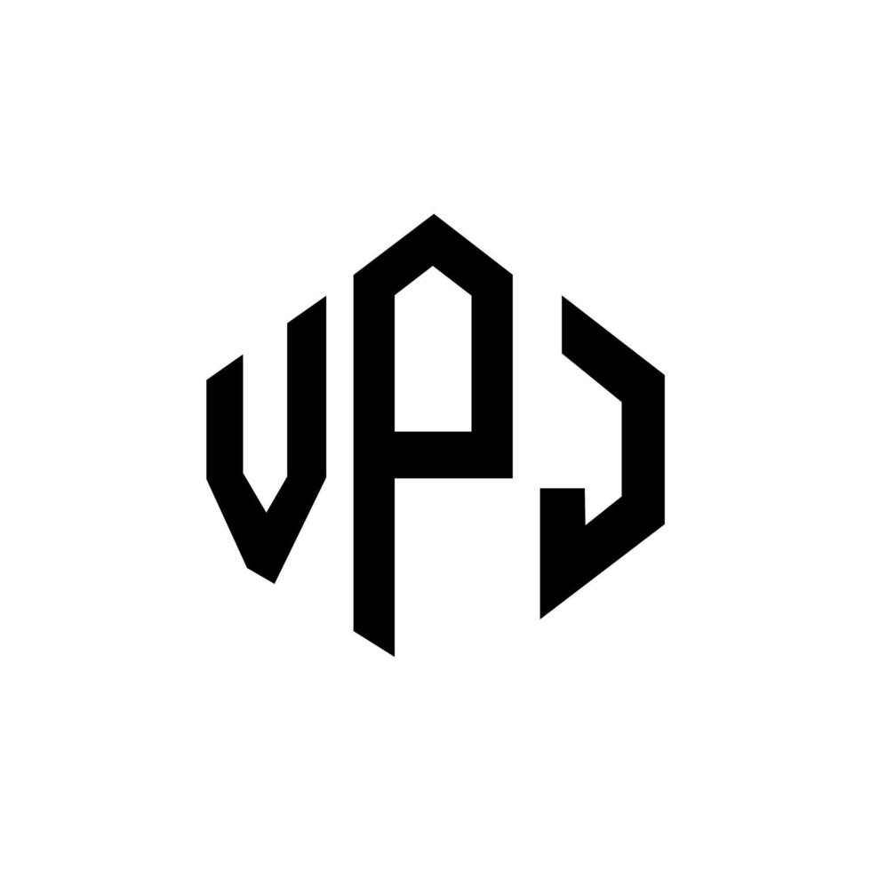 design de logotipo de carta vpj com forma de polígono. vpj polígono e design de logotipo em forma de cubo. vpj hexágono modelo de logotipo de vetor cores brancas e pretas. vpj monograma, logotipo de negócios e imóveis.