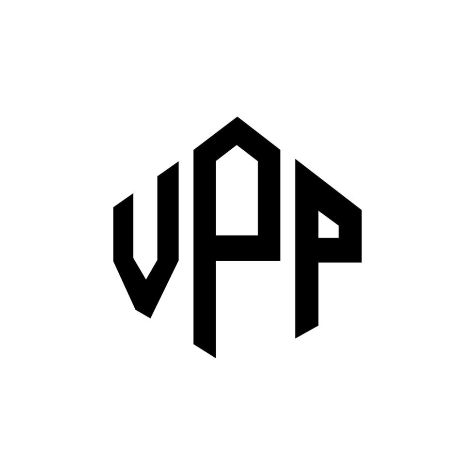 design de logotipo de carta vpp com forma de polígono. vpp polígono e design de logotipo em forma de cubo. modelo de logotipo de vetor hexágono vpp cores brancas e pretas. monograma vpp, logotipo comercial e imobiliário.