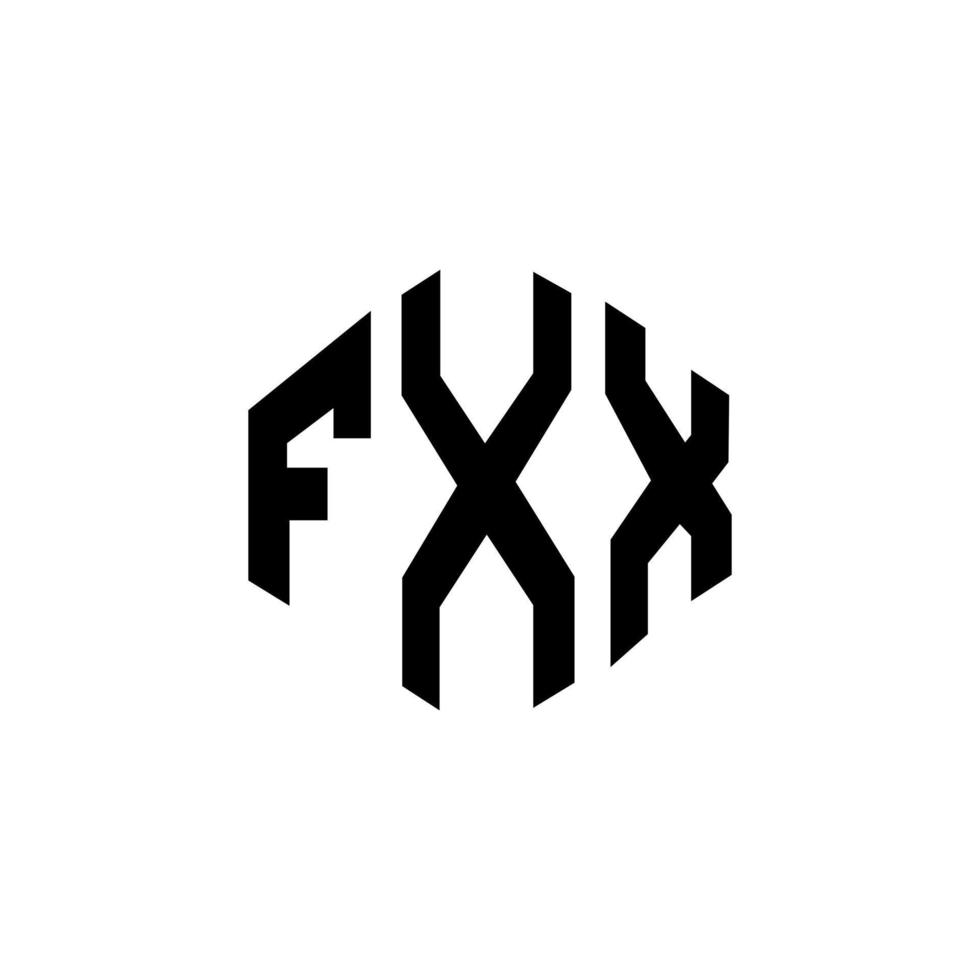 design de logotipo de letra fxx com forma de polígono. fxx polígono e design de logotipo em forma de cubo. fxx modelo de logotipo de vetor hexágono cores brancas e pretas. fxx monograma, logotipo de negócios e imóveis.