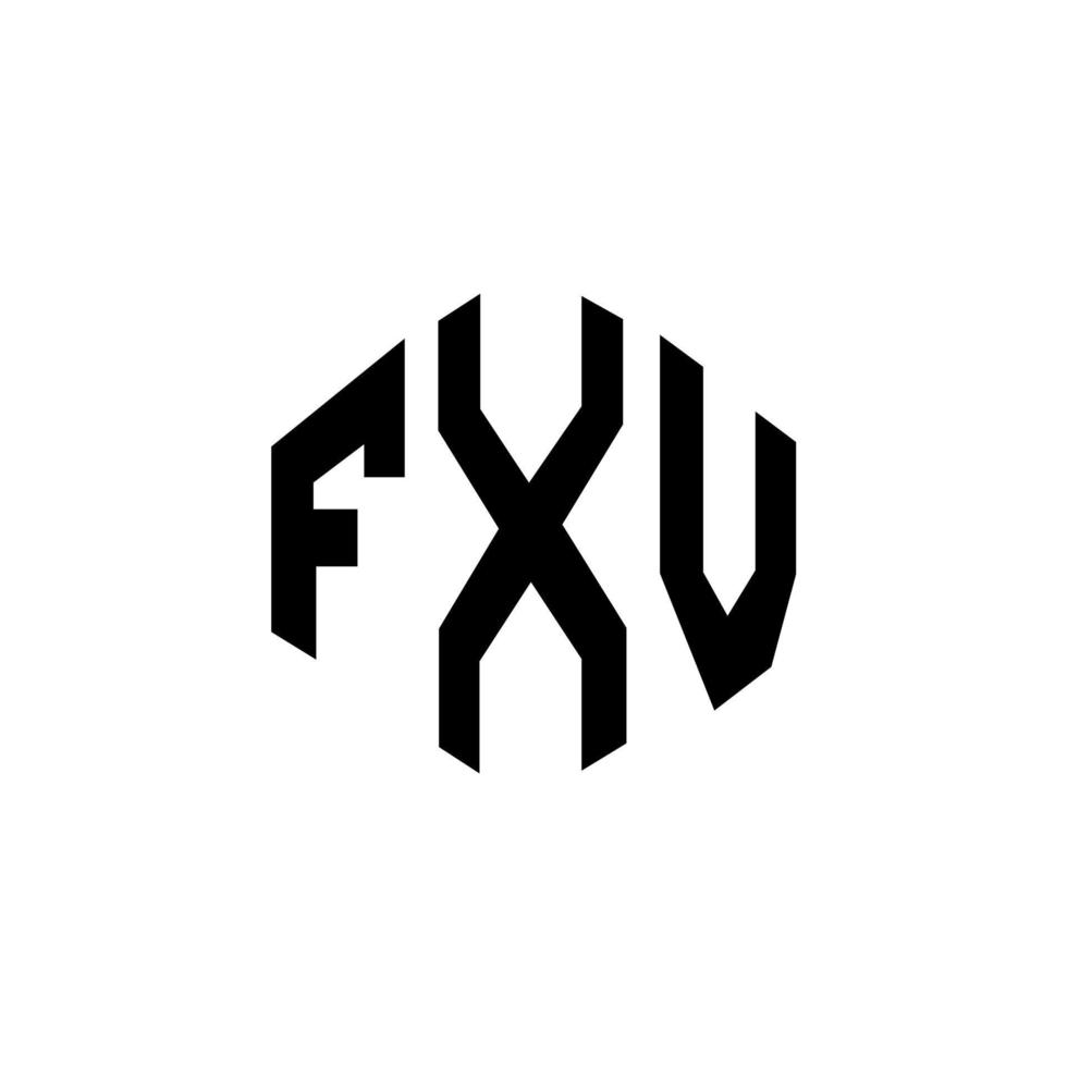 design de logotipo de carta fxv com forma de polígono. fxv polígono e design de logotipo em forma de cubo. fxv modelo de logotipo de vetor hexágono cores brancas e pretas. monograma fxv, logotipo de negócios e imóveis.