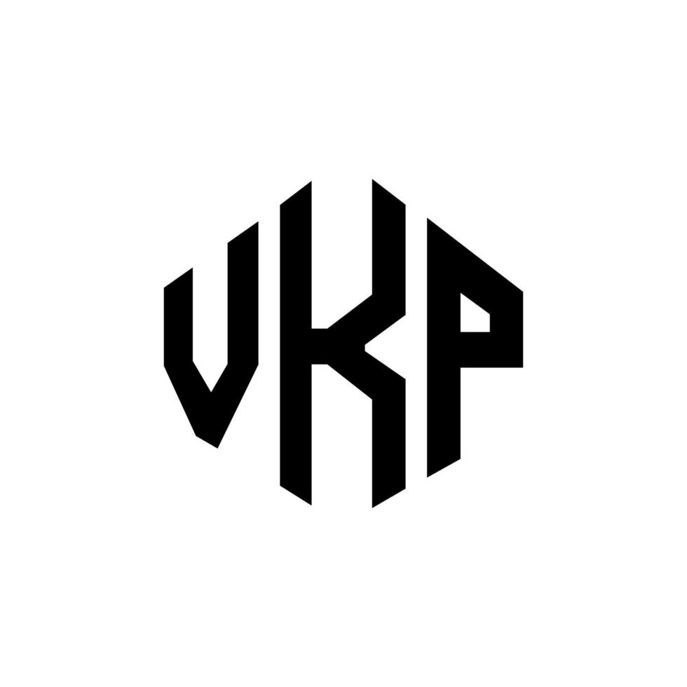 design de logotipo de carta vkp com forma de polígono. vkp polígono e design de logotipo em forma de cubo. modelo de logotipo de vetor hexágono vkp cores brancas e pretas. monograma vkp, logotipo de negócios e imóveis.