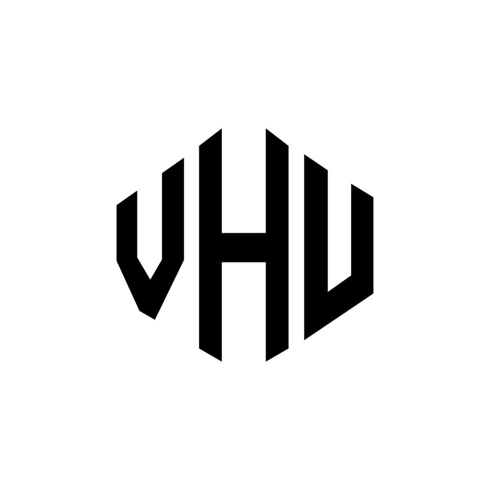 design de logotipo de letra vhu com forma de polígono. vhu polígono e design de logotipo em forma de cubo. vhu hexágono modelo de logotipo de vetor cores brancas e pretas. monograma vhu, logotipo de negócios e imóveis.