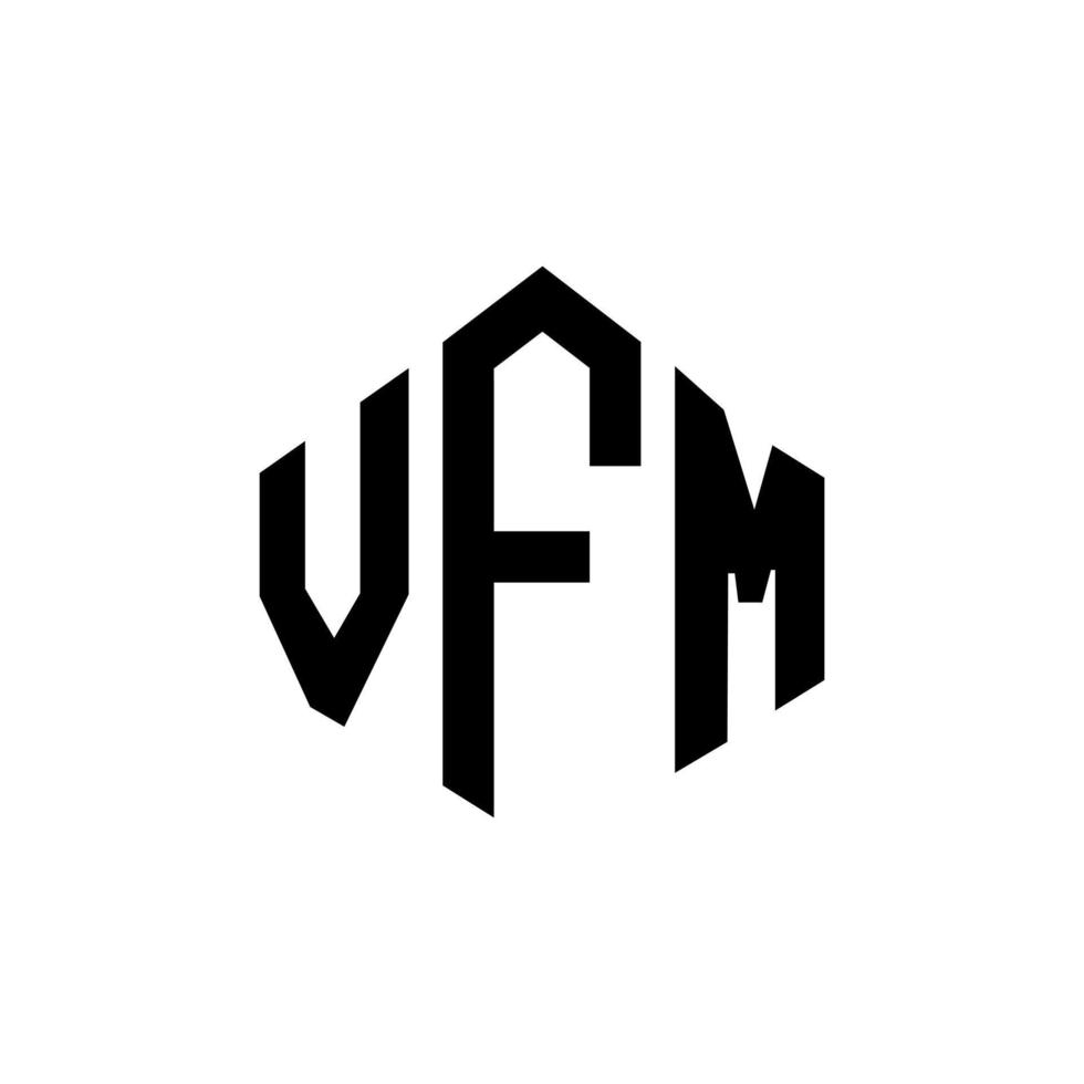 design de logotipo de carta vfm com forma de polígono. vfm polígono e design de logotipo em forma de cubo. modelo de logotipo de vetor hexágono vfm cores brancas e pretas. monograma vfm, logotipo comercial e imobiliário.