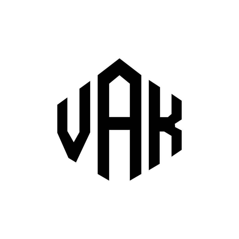 design de logotipo de carta vak com forma de polígono. vak polígono e design de logotipo em forma de cubo. modelo de logotipo de vetor vak hexágono cores brancas e pretas. vak monograma, logotipo de negócios e imóveis.