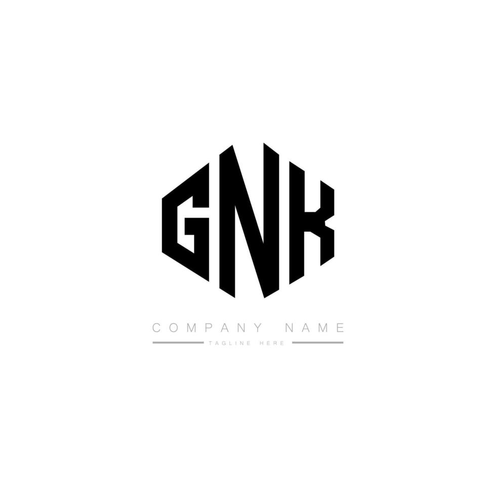 design de logotipo de carta gnk com forma de polígono. gnk polígono e design de logotipo em forma de cubo. gnk hexágono modelo de logotipo de vetor cores brancas e pretas. gnk monograma, logotipo de negócios e imóveis.