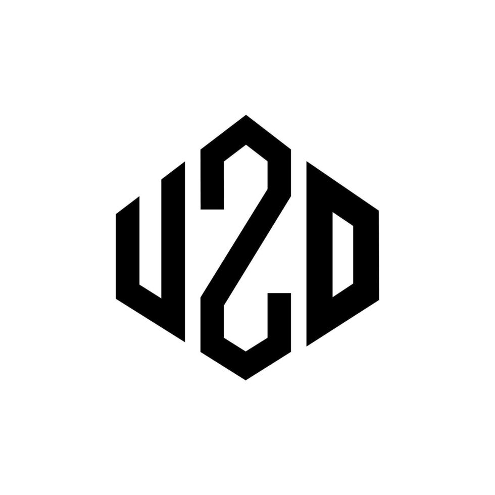 design de logotipo de letra uzo com forma de polígono. polígono uzo e design de logotipo em forma de cubo. modelo de logotipo de vetor hexágono uzo cores brancas e pretas. uzo monograma, logotipo de negócios e imóveis.