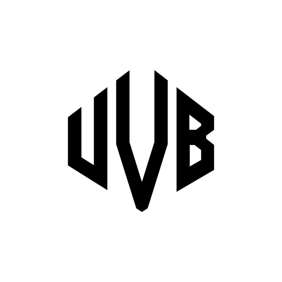 design de logotipo de carta uvb com forma de polígono. polígono uvb e design de logotipo em forma de cubo. modelo de logotipo de vetor hexágono uvb cores brancas e pretas. monograma uvb, logotipo comercial e imobiliário.