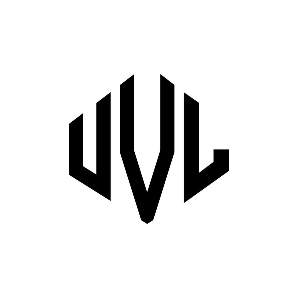 design de logotipo de letra uvl com forma de polígono. polígono uvl e design de logotipo em forma de cubo. modelo de logotipo de vetor hexágono uvl cores brancas e pretas. uvl monograma, logotipo de negócios e imóveis.