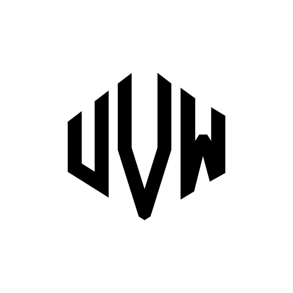 design de logotipo de letra uvw com forma de polígono. design de logotipo em forma de polígono e cubo uvw. modelo de logotipo de vetor hexágono uvw cores brancas e pretas. monograma uvw, logotipo de negócios e imóveis.