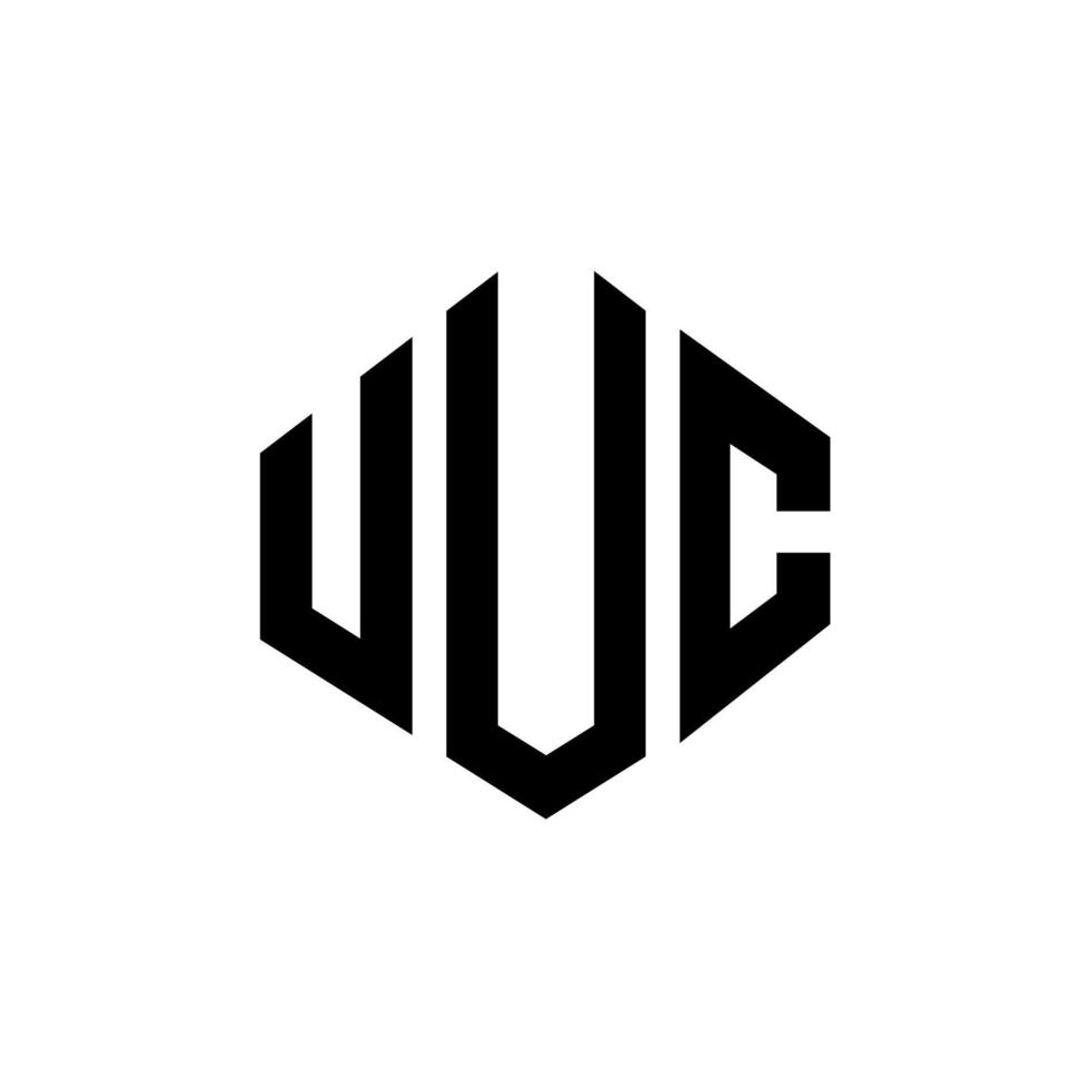 design de logotipo de letra uuc com forma de polígono. design de logotipo em forma de polígono e cubo uuc. modelo de logotipo de vetor hexágono uuc cores brancas e pretas. monograma uuc, logotipo de negócios e imóveis.