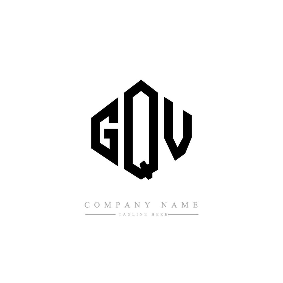 design de logotipo de carta gqv com forma de polígono. gqv polígono e design de logotipo em forma de cubo. modelo de logotipo de vetor hexágono gqv cores brancas e pretas. monograma gqv, logotipo comercial e imobiliário.