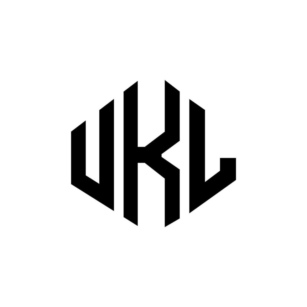 design de logotipo de letra ukl com forma de polígono. ukl polígono e design de logotipo em forma de cubo. modelo de logotipo de vetor hexágono ukl cores brancas e pretas. ukl monograma, logotipo de negócios e imóveis.