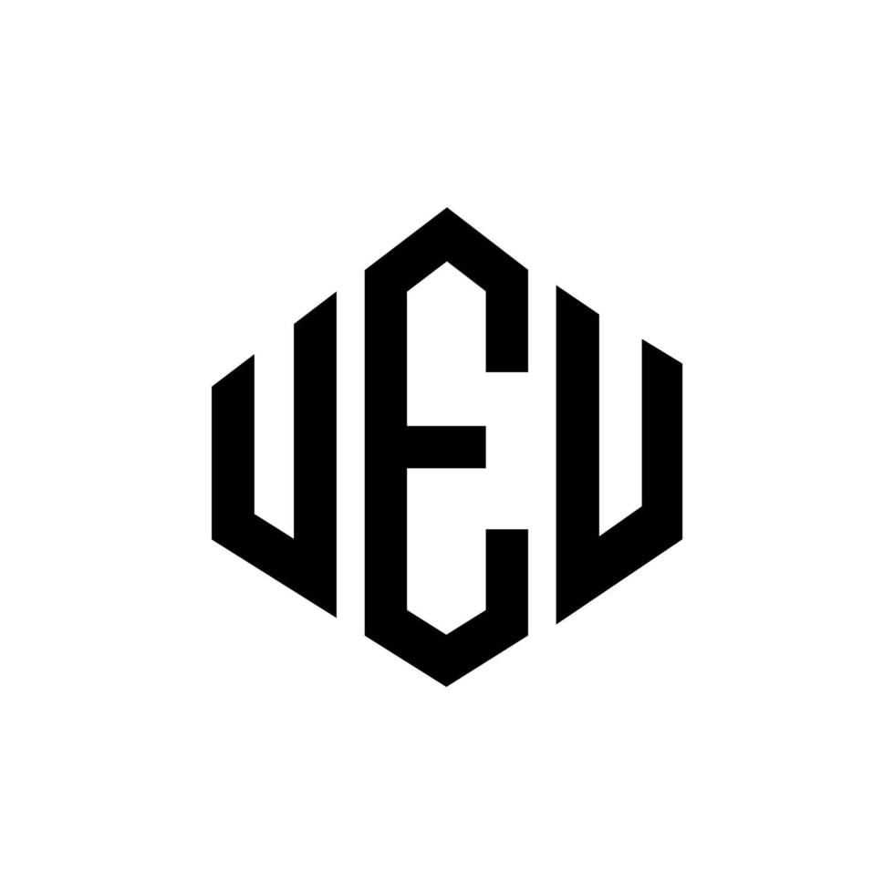 design de logotipo de carta ueu com forma de polígono. ueu polígono e design de logotipo em forma de cubo. ueu hexágono modelo de logotipo de vetor cores brancas e pretas. ueu monograma, logotipo de negócios e imóveis.