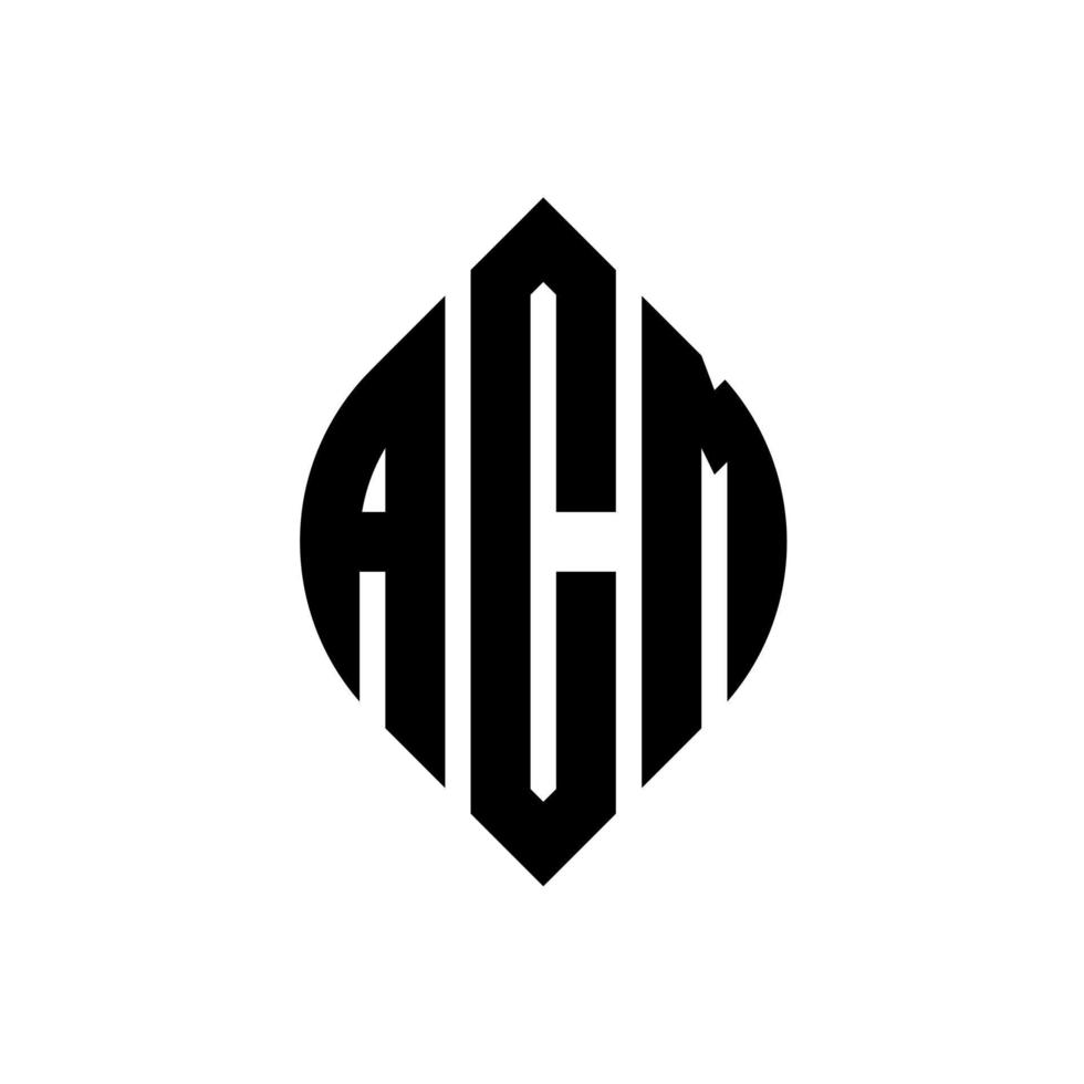 design de logotipo de letra de círculo acm com forma de círculo e elipse. letras de elipse acm com estilo tipográfico. as três iniciais formam um logotipo circular. acm círculo emblema abstrato monograma carta marca vetor. vetor