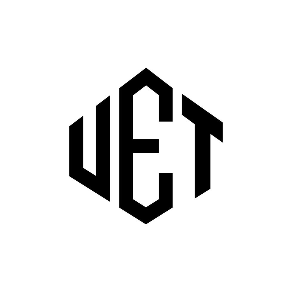 design de logotipo de carta uet com forma de polígono. uet polígono e design de logotipo em forma de cubo. modelo de logotipo de vetor uet hexágono cores brancas e pretas. uet monograma, logotipo de negócios e imóveis.