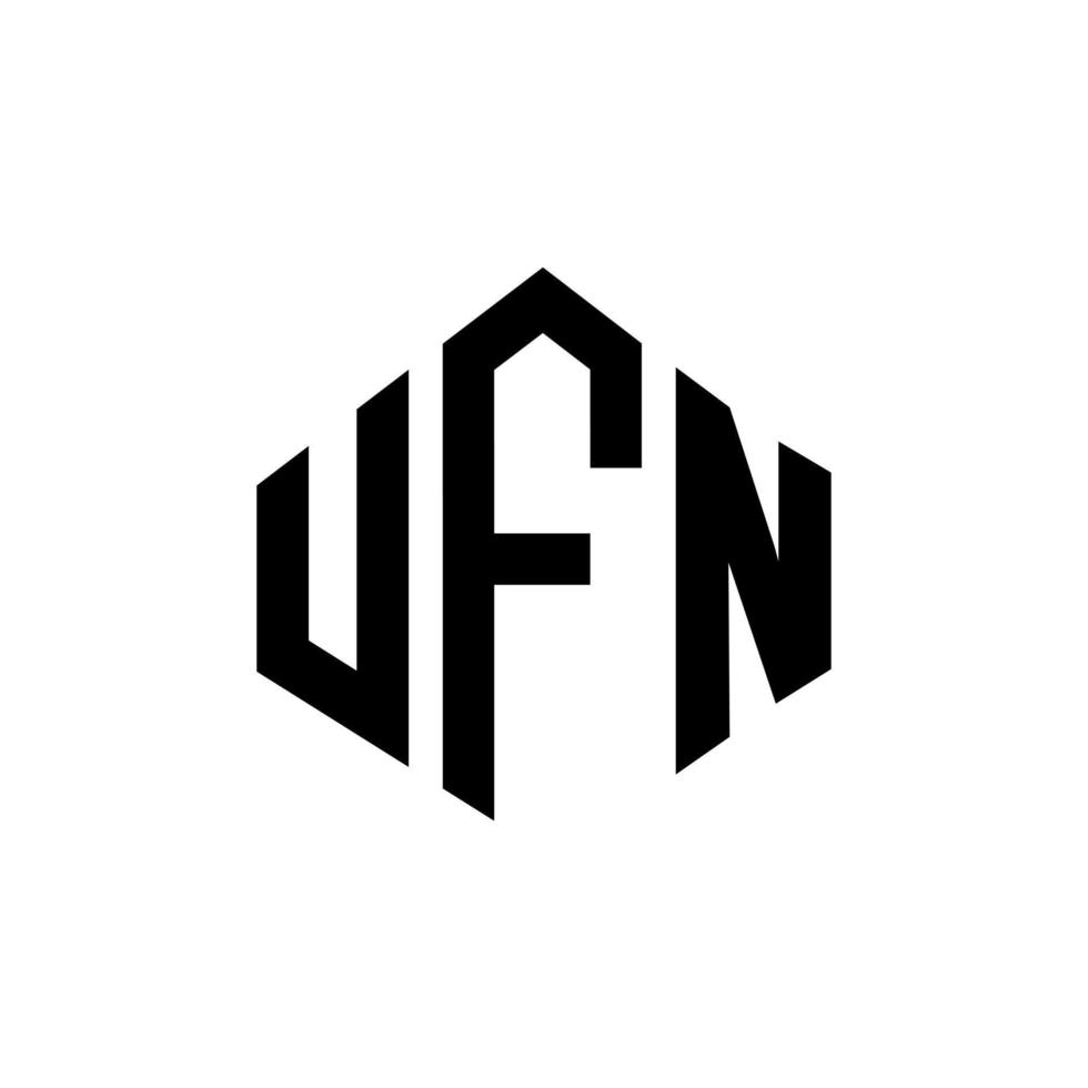 design de logotipo de carta ufn com forma de polígono. ufn polígono e design de logotipo em forma de cubo. modelo de logotipo de vetor hexágono ufn cores brancas e pretas. ufn monograma, logotipo de negócios e imóveis.