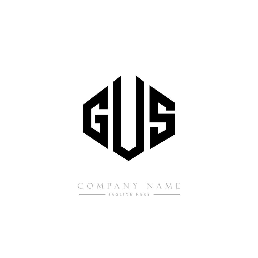 design de logotipo de carta gus com forma de polígono. gus polígono e design de logotipo em forma de cubo. gus hexágono modelo de logotipo de vetor cores brancas e pretas. gus monograma, logotipo de negócios e imóveis.