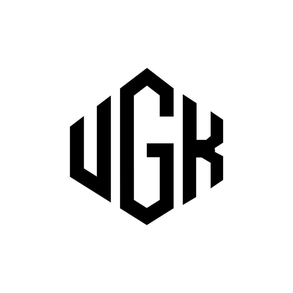 design de logotipo de carta ugk com forma de polígono. ugk design de logotipo em forma de polígono e cubo. ugk modelo de logotipo de vetor hexágono cores brancas e pretas. ugk monograma, logotipo de negócios e imóveis.