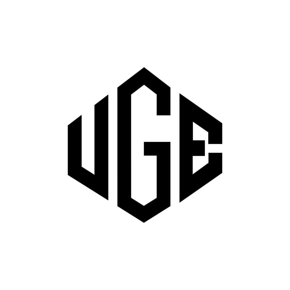 design de logotipo de carta uge com forma de polígono. uge polígono e design de logotipo em forma de cubo. uge modelo de logotipo de vetor hexágono cores brancas e pretas. uge monograma, logotipo de negócios e imóveis.