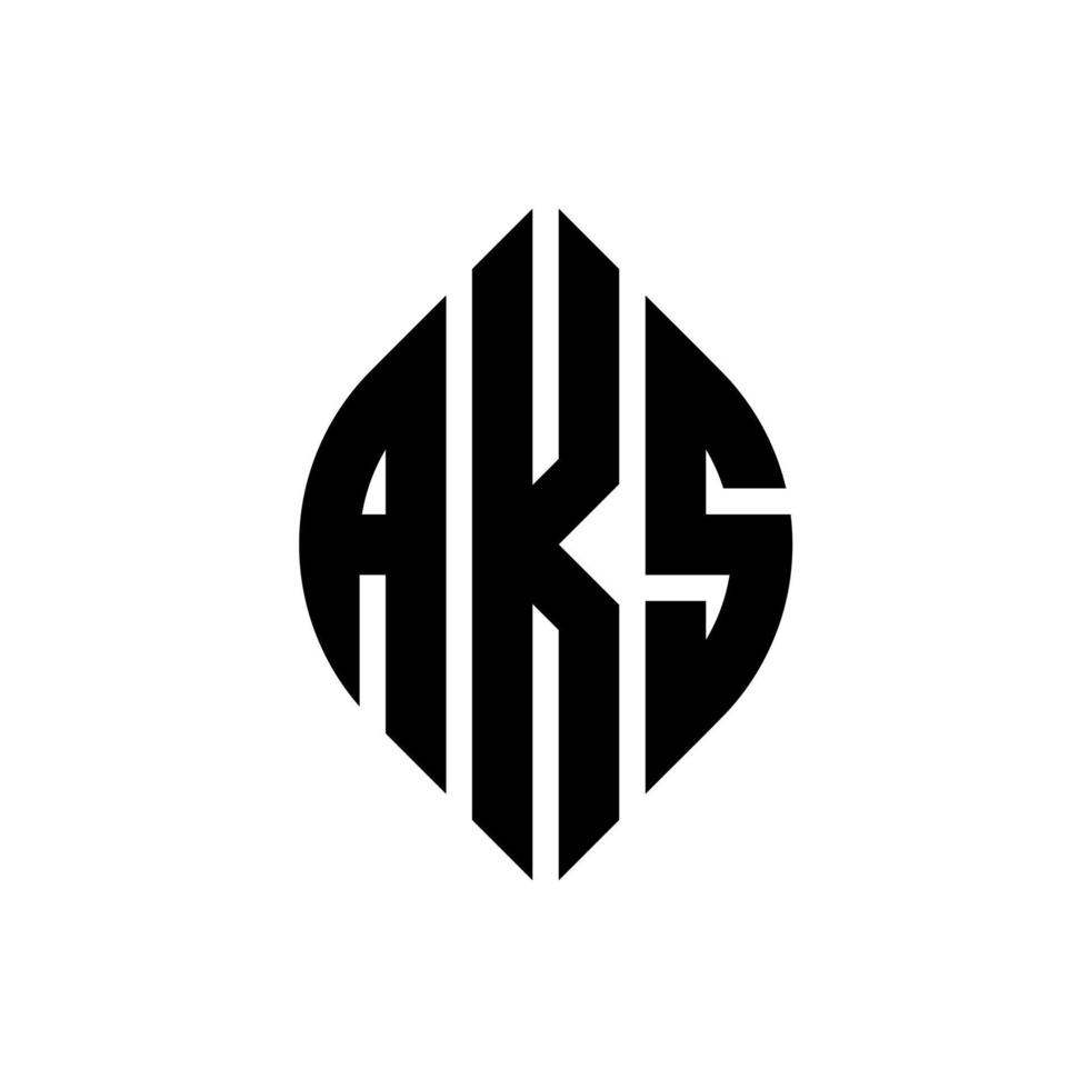 aks design de logotipo de carta círculo com forma de círculo e elipse. letras de elipse aks com estilo tipográfico. as três iniciais formam um logotipo circular. aks círculo emblema abstrato monograma carta marca vetor. vetor