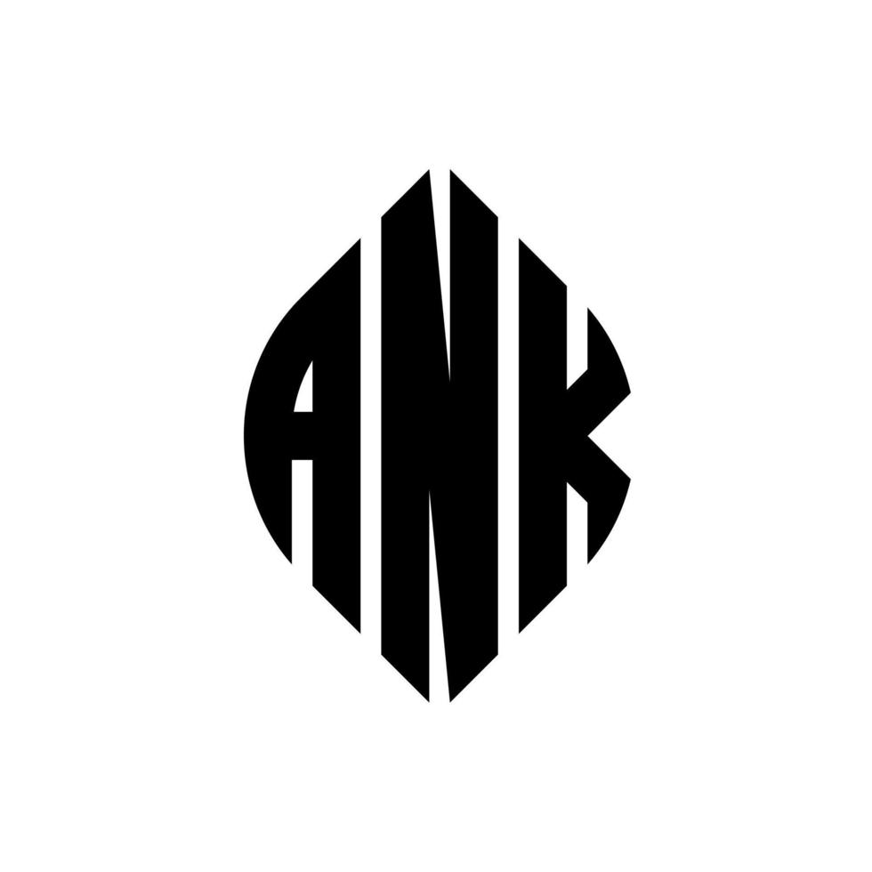 design de logotipo de carta de círculo ank com forma de círculo e elipse. letras de elipse ank com estilo tipográfico. as três iniciais formam um logotipo circular. Ank círculo emblema abstrato monograma carta marca vetor. vetor