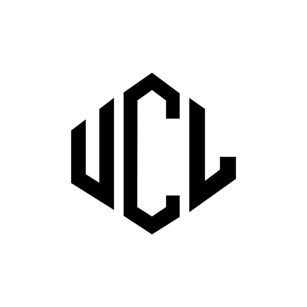 design de logotipo de letra ucl com forma de polígono. ucl polígono e design de logotipo em forma de cubo. modelo de logotipo de vetor hexágono ucl cores brancas e pretas. ucl monograma, logotipo de negócios e imóveis.