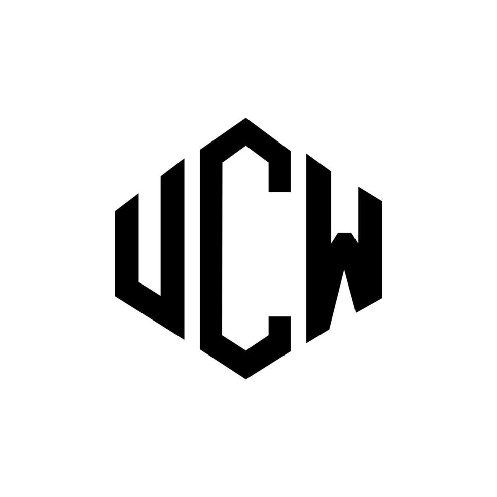 design de logotipo de carta ucw com forma de polígono. ucw polígono e design de logotipo em forma de cubo. modelo de logotipo de vetor hexágono ucw cores brancas e pretas. ucw monograma, logotipo de negócios e imóveis.