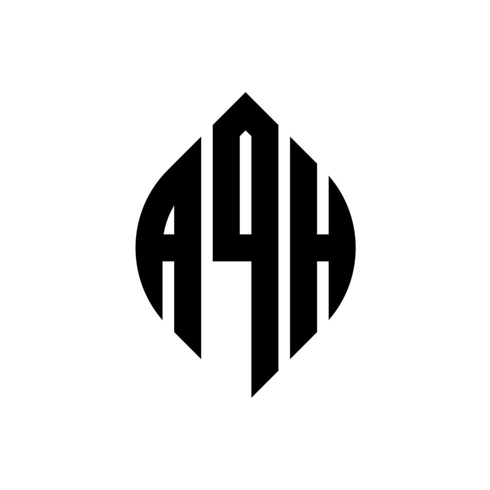 design de logotipo de carta de círculo aqh com forma de círculo e elipse. letras de elipse aqh com estilo tipográfico. as três iniciais formam um logotipo circular. aqh círculo emblema abstrato monograma carta marca vetor. vetor