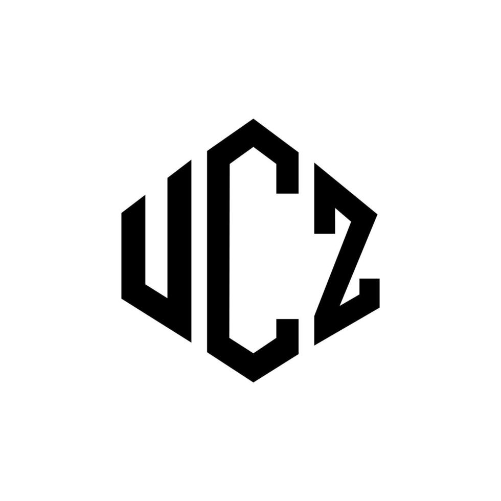 design de logotipo de carta ucz com forma de polígono. ucz polígono e design de logotipo em forma de cubo. modelo de logotipo de vetor hexágono ucz cores brancas e pretas. ucz monograma, logotipo de negócios e imóveis.