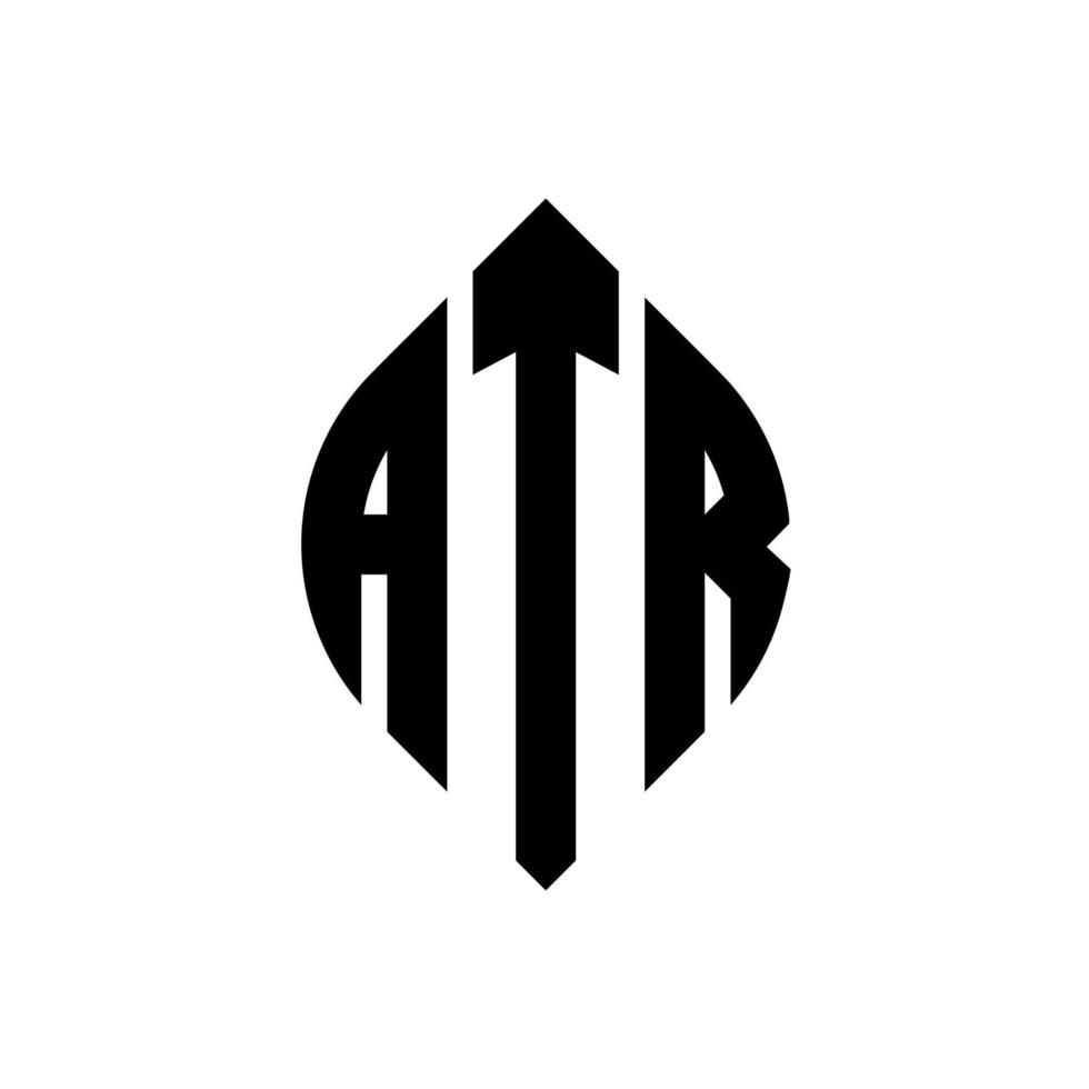 design de logotipo de carta de círculo atr com forma de círculo e elipse. letras de elipse atr com estilo tipográfico. as três iniciais formam um logotipo circular. atr círculo emblema abstrato monograma carta marca vetor. vetor